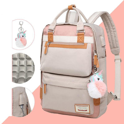 Elegante mochila impermeable para mujer con compartimento para portátil de 15,6 pulgadas.
