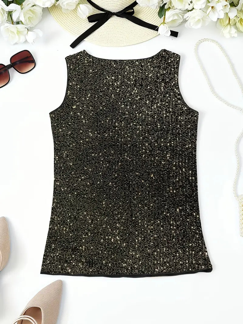 HAWA | Sequin V-Neck Top