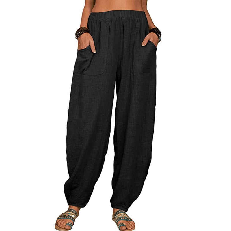 Zinzi - Pantaloni harem casual in cotone e lino