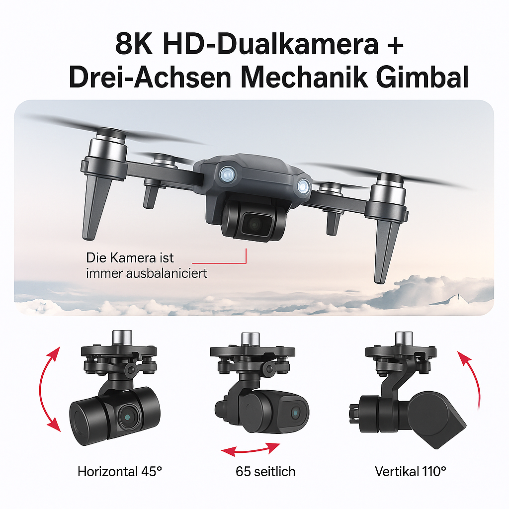 RG109 Pro dron – 8K HD dron s dvojitou kamerou, GPS a bezkefkovými motormi