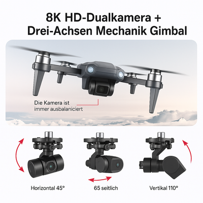 RG109 Pro Drohne – 8K HD-Drohne mit Doppelkamera, GPS und bürstenlosen Motoren