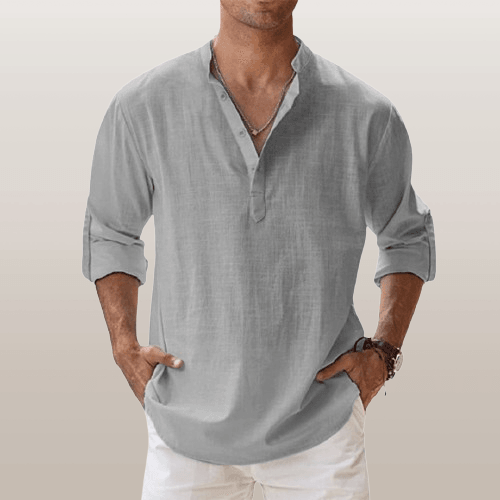 Vestibilità comoda – Henley in lino da uomo