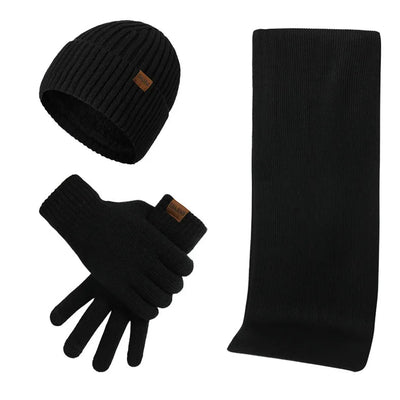Conjunto casual de invierno con gorro, bufanda y guantes para hombre