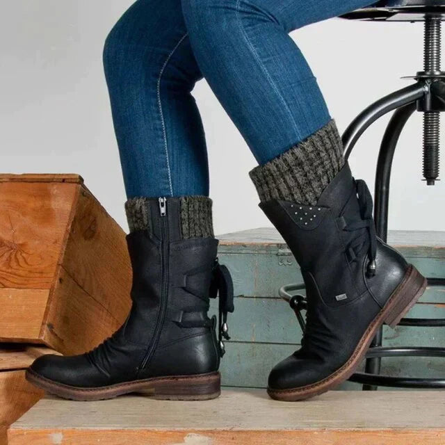 Wasserdichte Damen-Snowboots - halbhohe Winterstiefel mit rutschfester Sohle