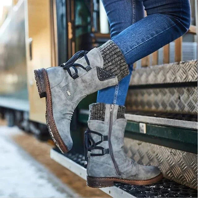 Wasserdichte Damen-Snowboots - halbhohe Winterstiefel mit rutschfester Sohle