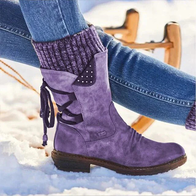 Wasserdichte Damen-Snowboots - halbhohe Winterstiefel mit rutschfester Sohle
