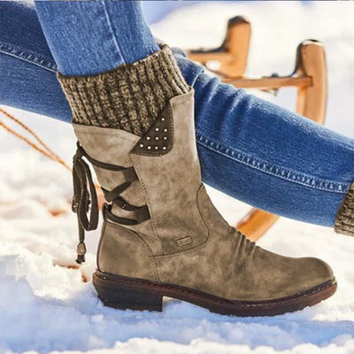 Wasserdichte Damen-Snowboots - halbhohe Winterstiefel mit rutschfester Sohle