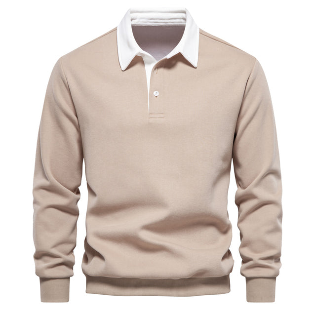 Elegante polo a maniche lunghe da uomo con colletto classico