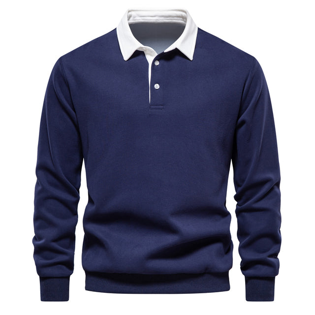 Elegante polo a maniche lunghe da uomo con colletto classico