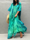 Kaftan-Kleid für Frauen - Lose Passform - V-Ausschnitt Tie-Dye Bohemian Style