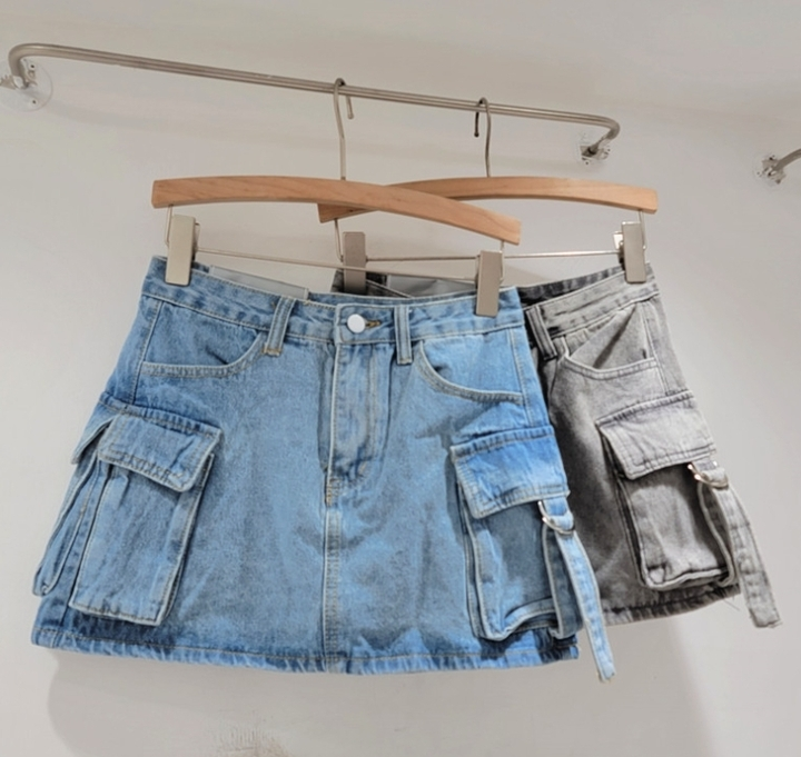 Dalina - Unifarbener Denim-Rock in A-Linie