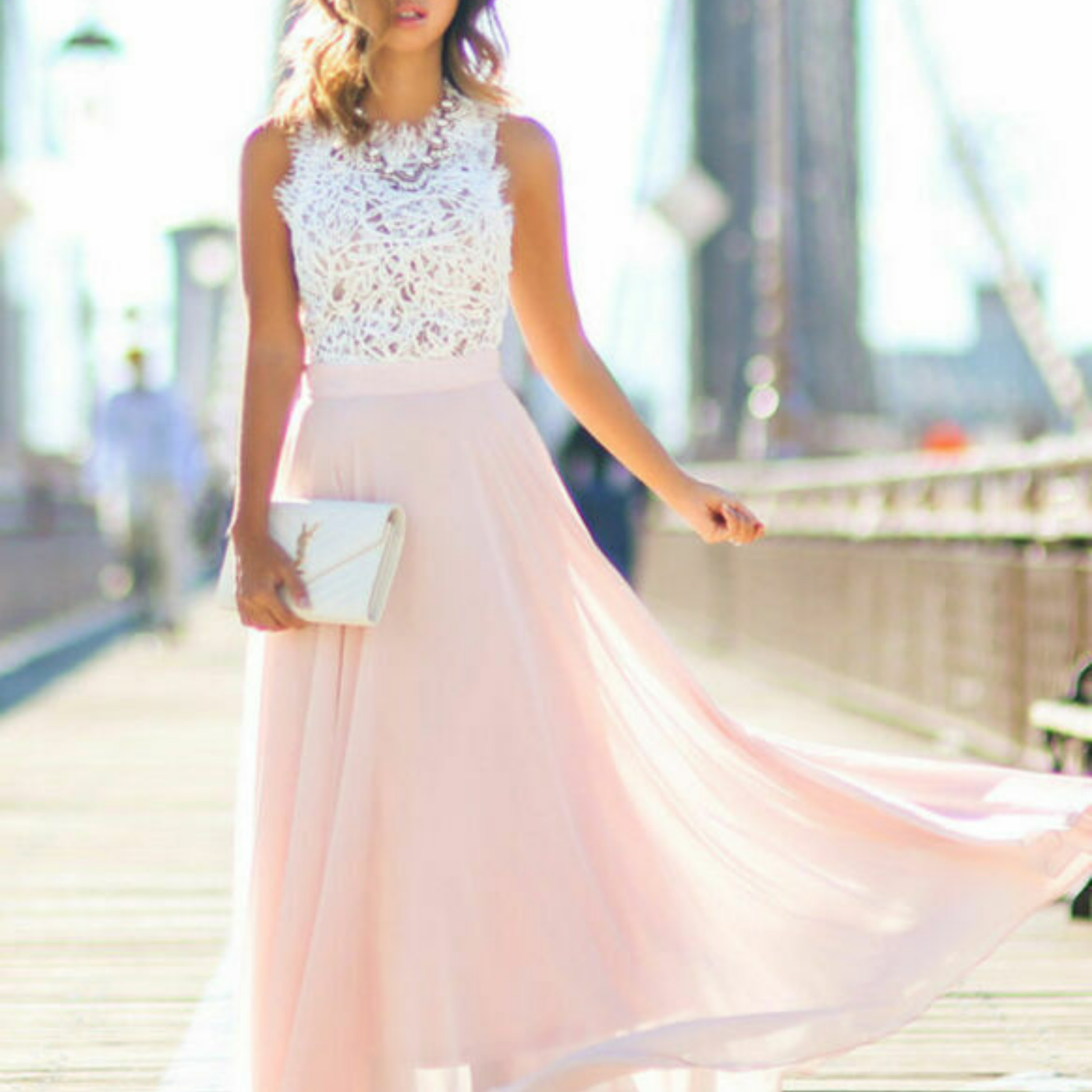 Delvina | Langes Damenkleid | Flüssig und luftig