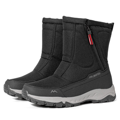Botas de invierno para mujer con cremallera lateral: botas de nieve impermeables, antideslizantes y duraderas con forro cálido.