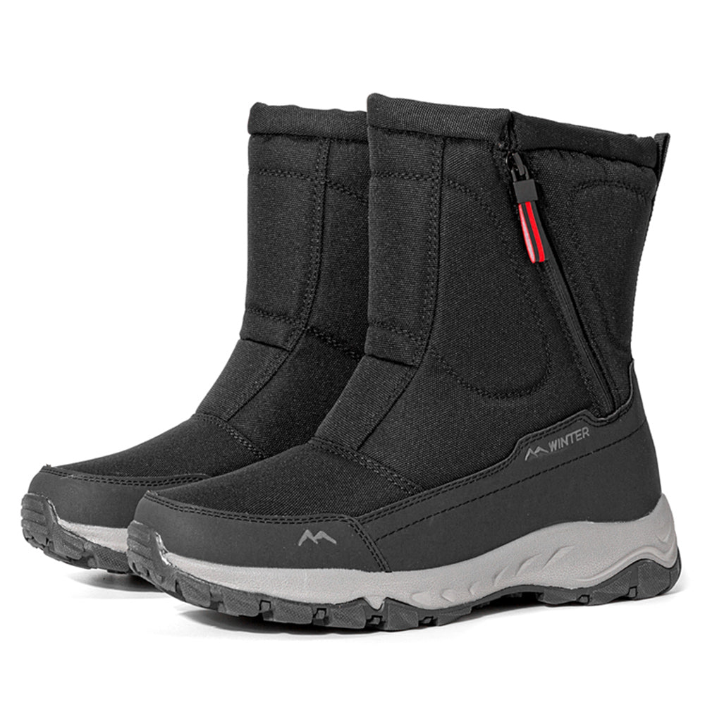 Botas de invierno para mujer con cremallera lateral: botas de nieve impermeables, antideslizantes y duraderas con forro cálido.