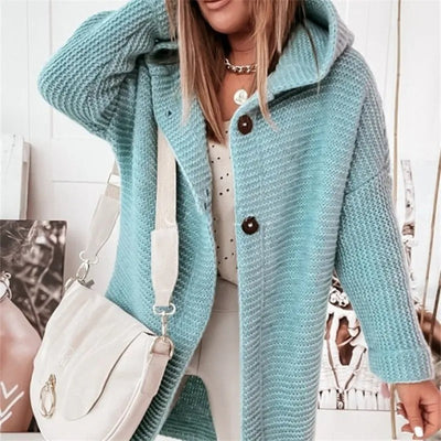 Elegante Damenstrickjacke mit Capuchon - Kasjmier Look