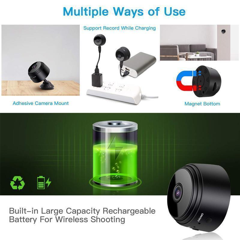 MiniVision | 1080p Magnetische WiFi Mini Kamera - Tragbare HD Sicherheitskamera mit Nachtsicht