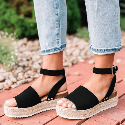 Damen Sommersandalen | Plateausandale | Verstellbarer Riemen
