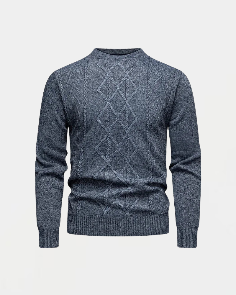 Herren Strickpullover mit rundem Ausschnitt und Diamantmuster