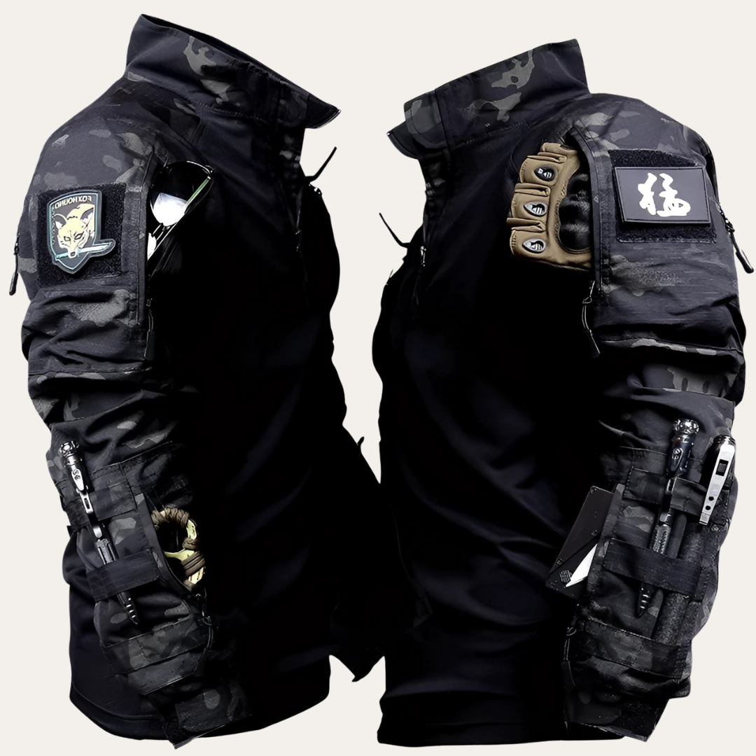 Tenue tactique homme avec design multi-camouflage