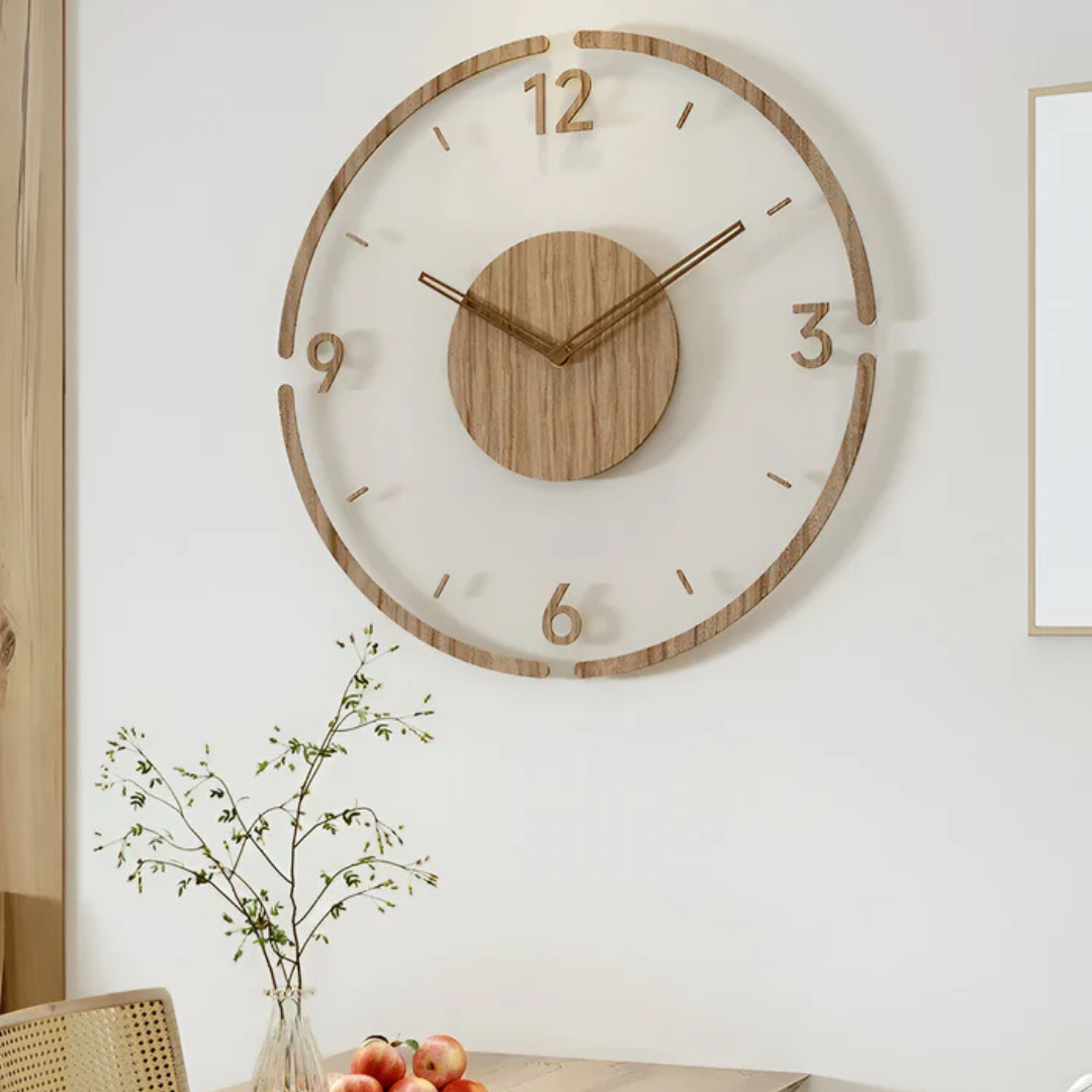 Nock - Large Wall Clock Made of Acrylic and Wood for the Living Room