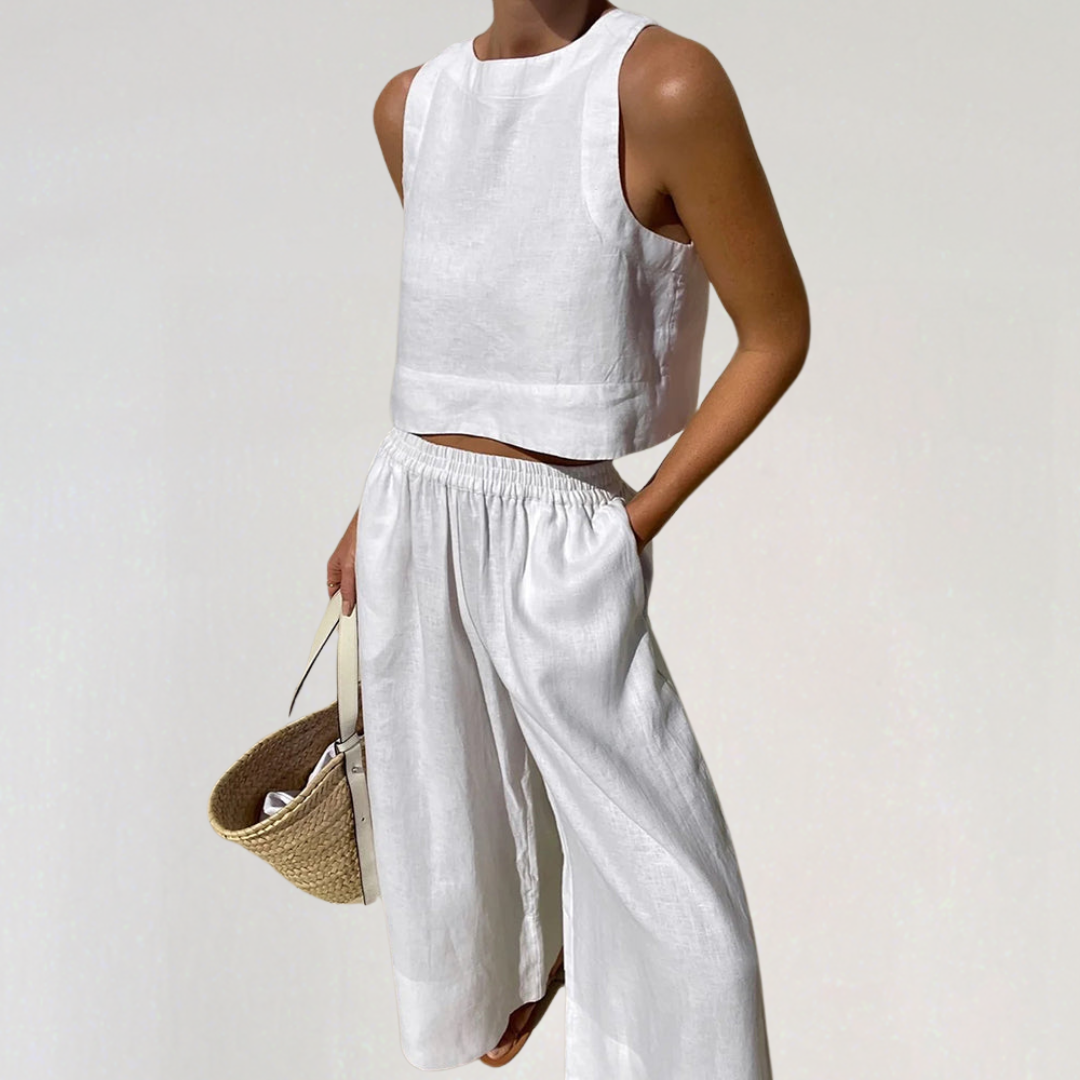 Leinen-Loungewear-Sommerset für Damen