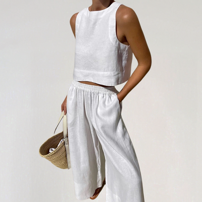 Leinen-Loungewear-Sommerset für Damen