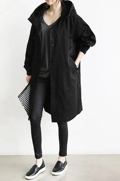 Waterdichte Dames Trenchcoat met Capuchon – Lang & Warm