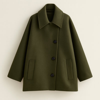 Damen Wollmantel mit Knöpfen