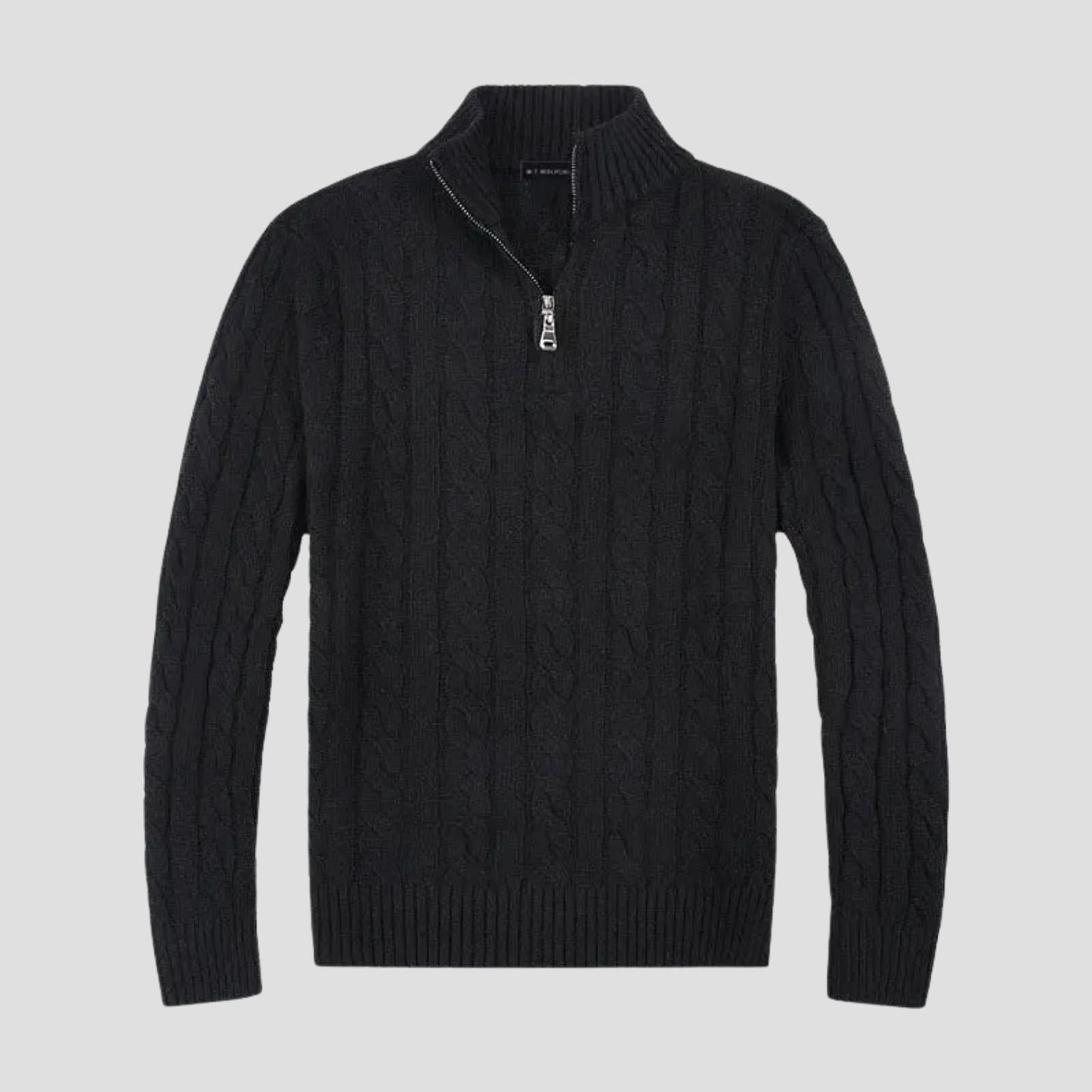 Pull en tricot à demi-fermeture éclair pour homme – Motif torsadé intemporel rencontre raffinement moderne