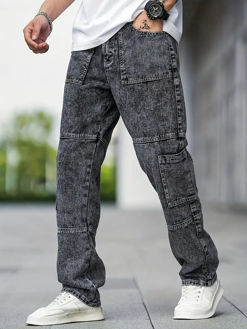 Lässige Herren-Cargo-Jeans mit großen Taschen