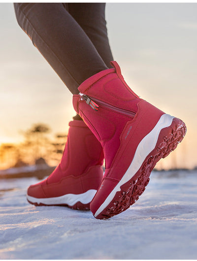 Botas de invierno para mujer con cremallera lateral: botas de nieve impermeables, antideslizantes y duraderas con forro cálido.