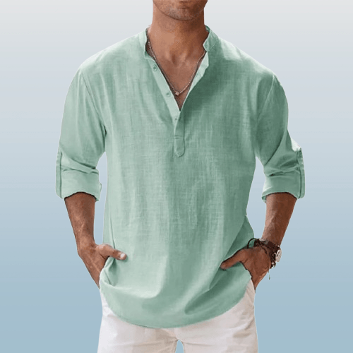 Vestibilità comoda – Henley in lino da uomo