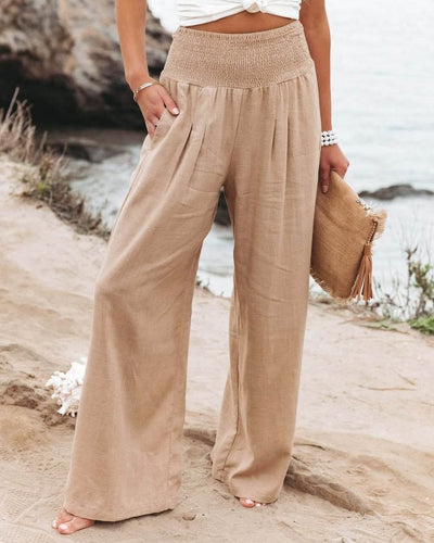 Leinenhose Damen Breezeflow elastischer Bund weiter Schnitt Sommer 2025