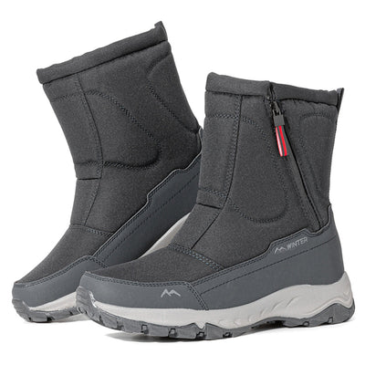 Botas de invierno para mujer con cremallera lateral: botas de nieve impermeables, antideslizantes y duraderas con forro cálido.