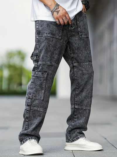 Lässige Herren-Cargo-Jeans mit großen Taschen