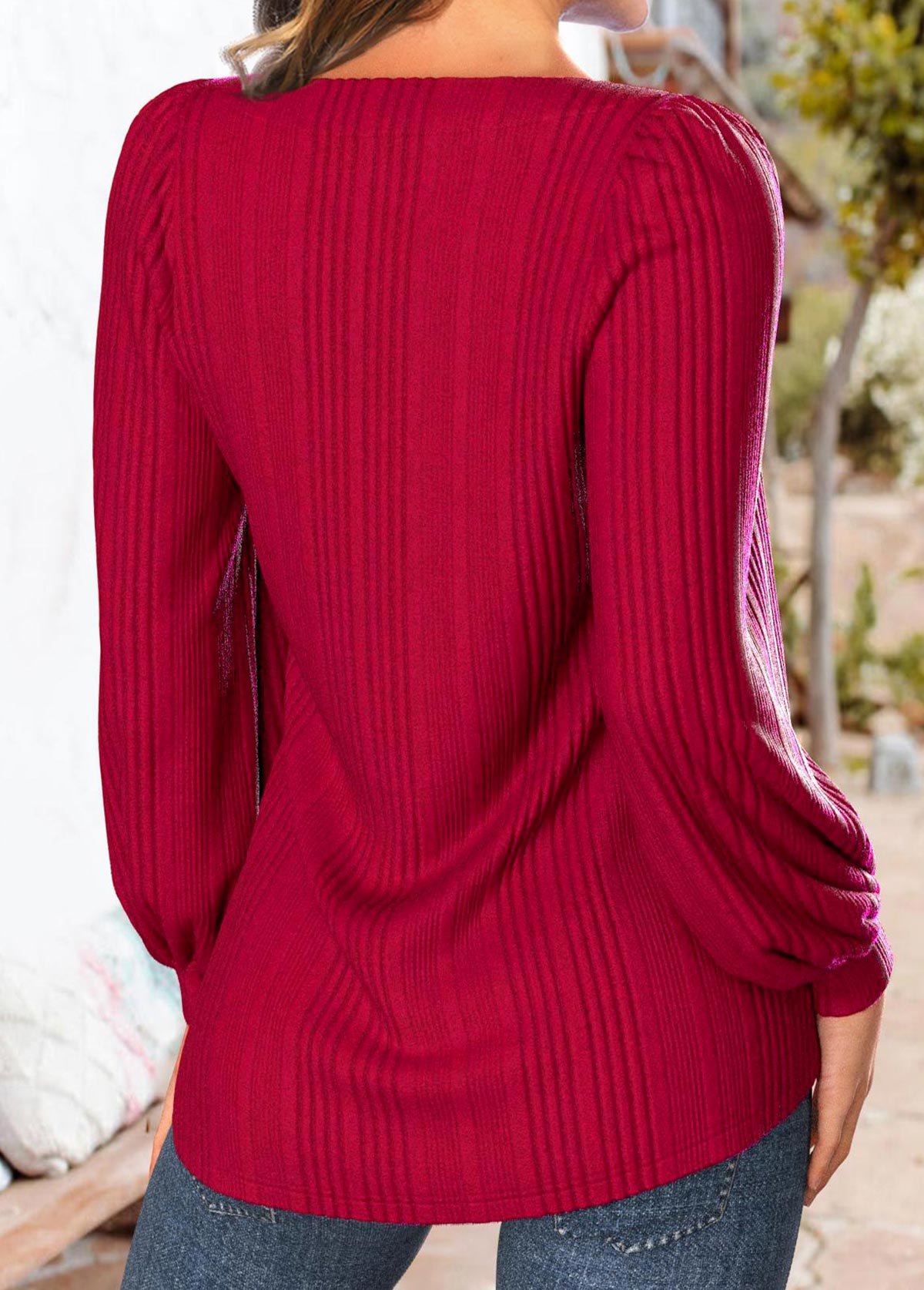 Luanne - Κόκκινο φούτερ με τετράγωνη λαιμόκοψη