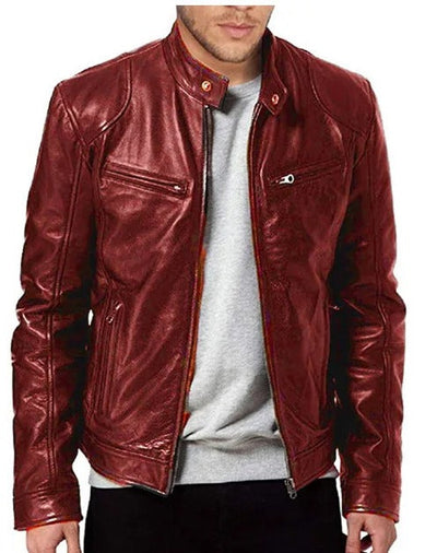 Brodie PU-Lederjacke mit Stehkragen
