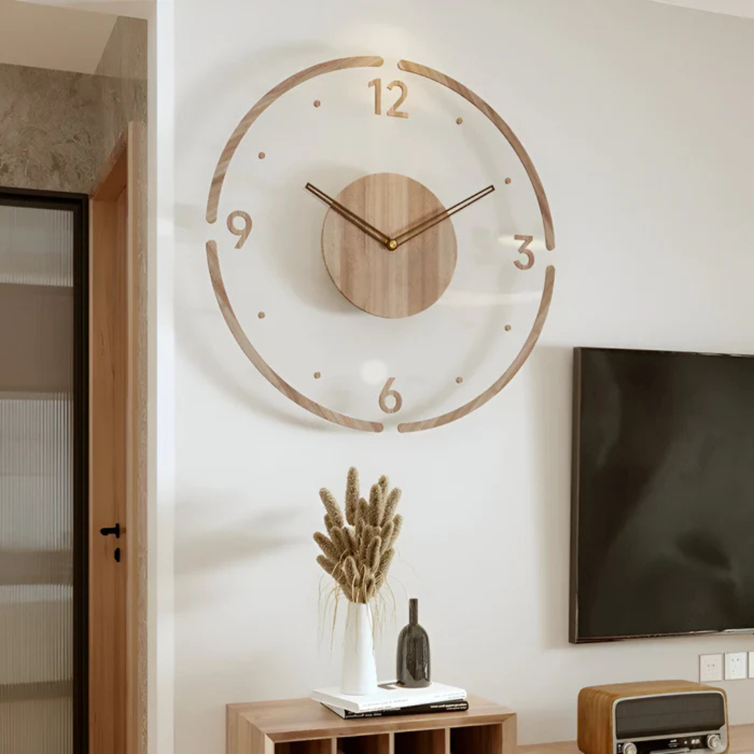 Nock - Large Wall Clock Made of Acrylic and Wood for the Living Room