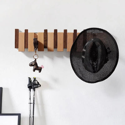 Wandgarderobe aus Holz - Handgefertigter Piano-Garderobenständer mit Klapphaken