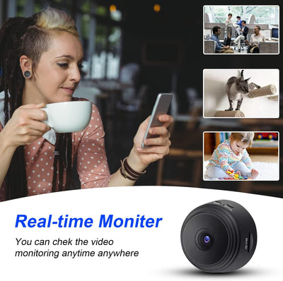 Minicámara espía Eyecam: cámara compacta de seguridad con Wi-Fi para interiores 