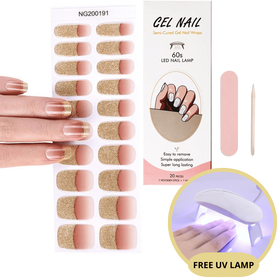 Juego de pegatinas para uñas de gel con lámpara UV