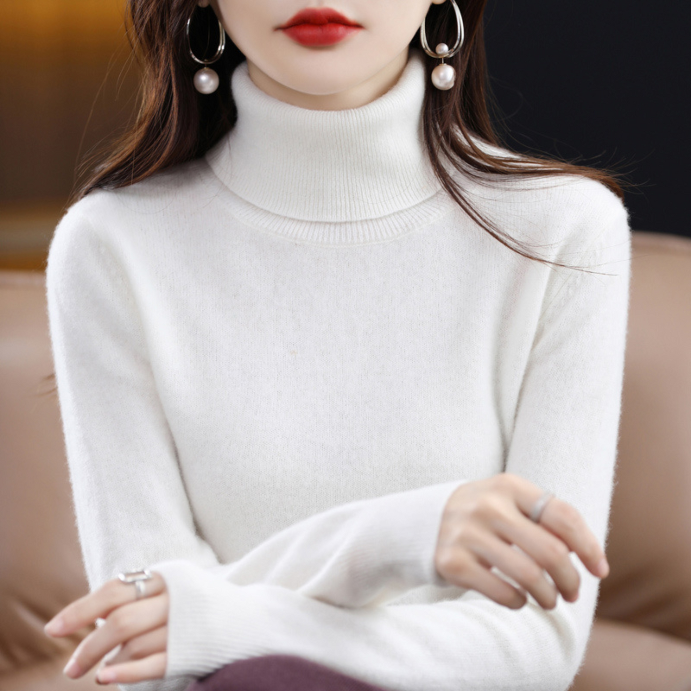 Luxe Kaschmir Damen Rollkragenpullover - Elena
