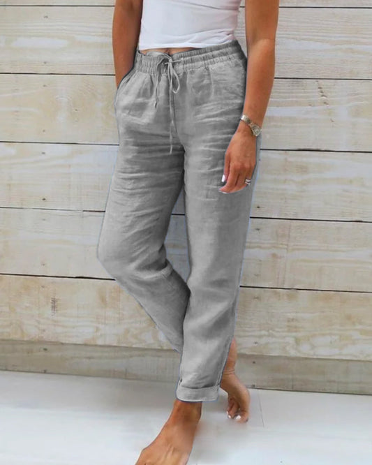 Pantaloni a vestibilità comoda per donne - Vita elastica - Coulisse traspirante per abbigliamento casual