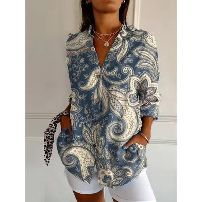 Blumenbluse mit Knöpfen für Frauen