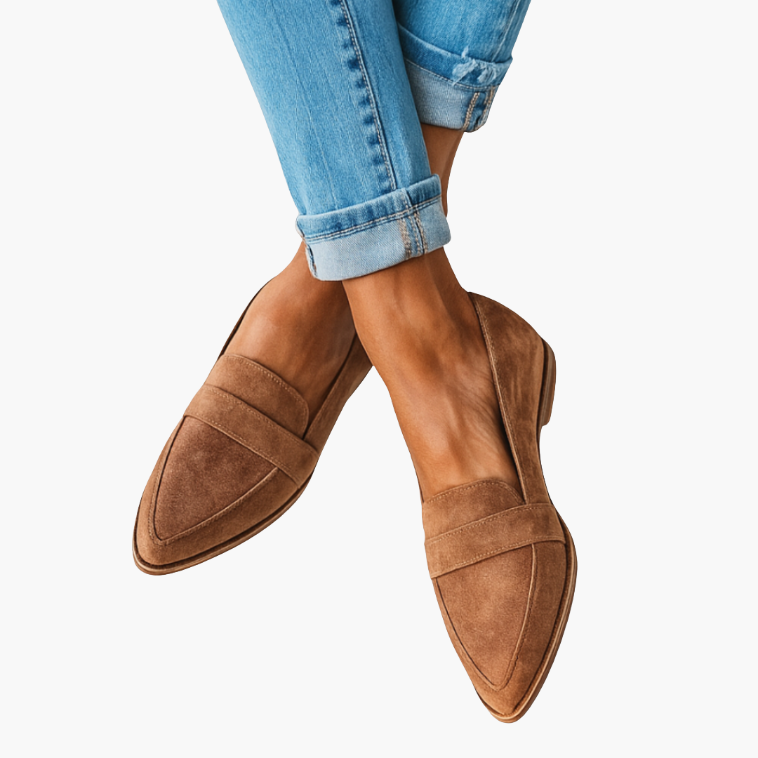 Mocassini ortopedici da donna in pelle scamosciata