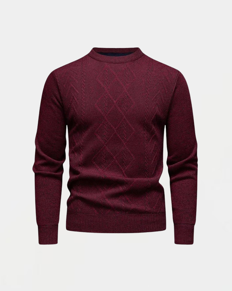 Herren Strickpullover mit rundem Ausschnitt und Diamantmuster