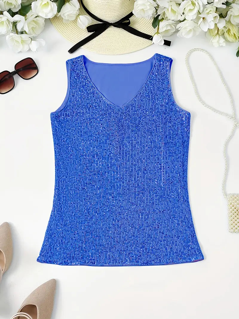 HAWA | Sequin V-Neck Top