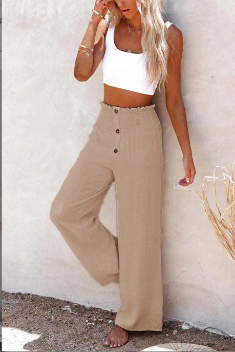 Carly - Hochtaillierte, lockere Hose mit weitem Bein