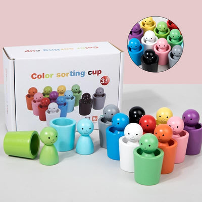 Vasos Montessori para clasificar colores