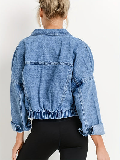 Blaue Jeansjacke mit Reverskragen